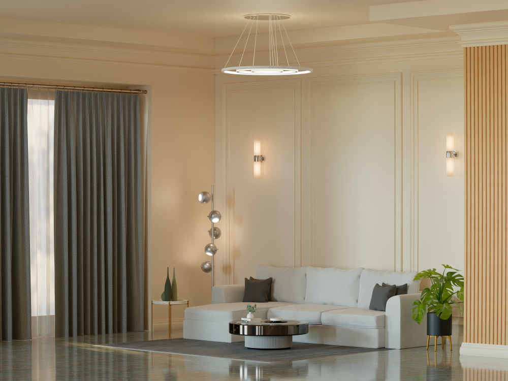 a cozy white living room with sofa