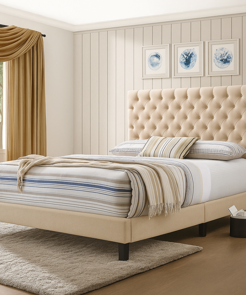 Elegant Button Tufted Bed