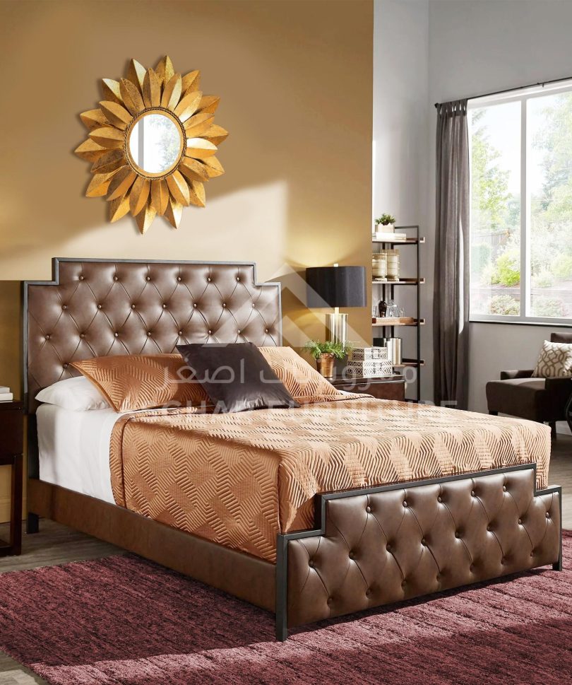 Gunmetal Finish Tufted Bed