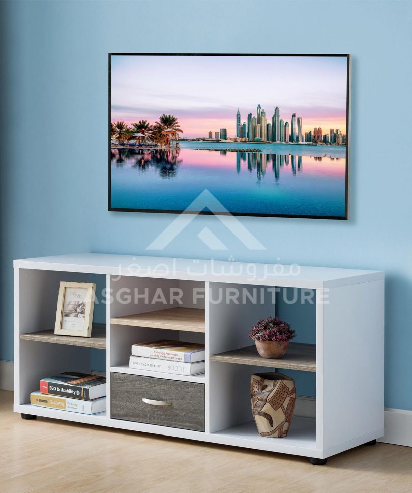 White 6-shelf TV Stand